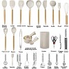 Itopfox Kitchen Utensils Set - 35-Piece Cooking Tools with Silicone Heads & Wooden Handles, Includes Spatula, Spoon, Grater for Nonstick Cookware - 2 of 4
