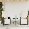 vidaXL Reclining Patio Chairs - Poly Rattan Outdoor Loungers with Footrest and Cushions, Black, Set of 2 - 2 of 4