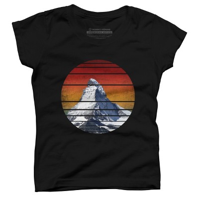Girl's Design By Humans Vintage Snow Mountain Peak By punsalan T-Shirt