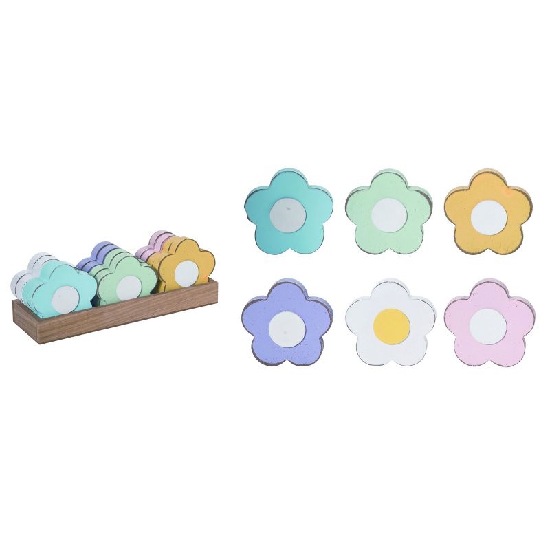 Transpac Wood 13 in. Multicolor Easter Daisy Decor In Crate Set of 12, 1 of 4