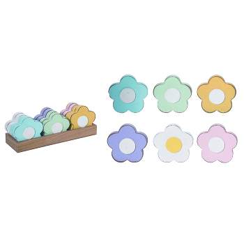 Transpac Wood 13 in. Multicolor Easter Daisy Decor In Crate Set of 12