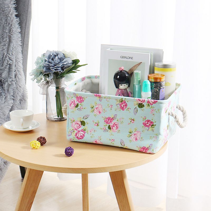 Unique Bargains Foldable Baskets Canvas Fabric Cube Container with Rope Handles Storage Bins, 4 of 9