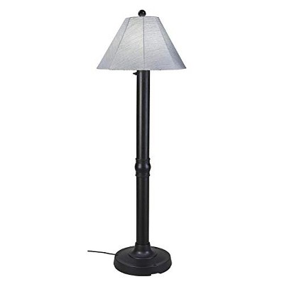 Patio Living Concepts Seaside Floor Lamp 67620 with 3 black body and canvas granite Sunbrella shade fabric