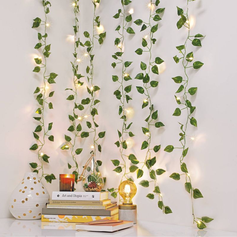 5&#39; x 3.5&#39; LED Vine Curtain String Lights Warm White - West &#38; Arrow, 1 of 10