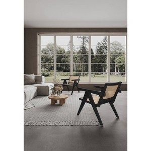 Set of 2 Hamlet Wood Accent Chairs Black/Natural Cane - Manhattan Comfort: Rattan Detail, No Assembly Required - 1 of 4