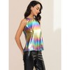 INSPIRE CHIC Women's Party Shiny Sleeveless Keyhole Back Club Metallic Tank Top - 4 of 4