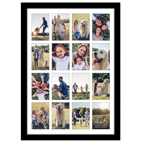 Americanflat 18x26 Collage Picture Frame, Use as (16) 4x6 Picture Frame Openings or One 18x26 Photo Frame, Engineered Wood, Polished Plexiglass, Black - image 1 of 4