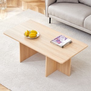 Modern Coffee Table Center Table Cocktail Table Sofa Side Table, White/Natural/Walnut-ModernLuxe - 1 of 4