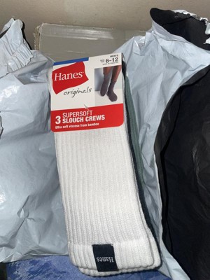 Hanes Originals Premium Men's Supersoft Slouch Crew Socks 2pk - White ...