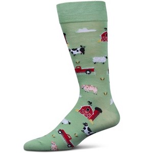 Memoi Men's Farmland Rayon From Bamboo Crew Socks Moss 10-13 - 1 of 3