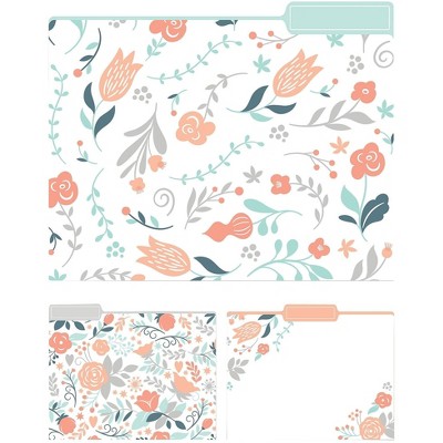 Eccolo Modern Floral Top Tab File Folders ST617B