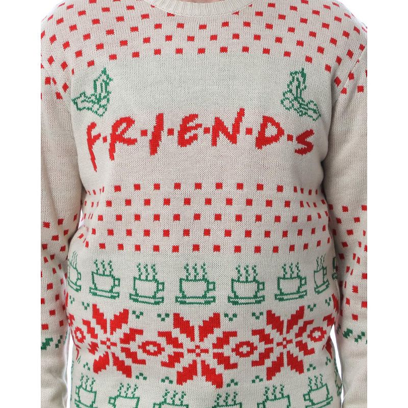 Friends TV Series Men's Logo and Coffee Mugs Ugly Holiday Christmas Sweater, 5 of 6