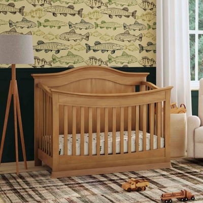 Hazelnut Solid Pine Wood 4-in-1 Convertible Crib