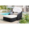 Oversart 79.9" Outdoor Sunbed With Adjustable Canopy, Double Lounge, Pe Rattan Daybed, Black Wicker And Beige Cushion - 4 of 4