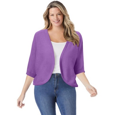 Woman Within Women's Plus Size Rib Trim Cardigan Shrug - 2x, Pretty ...