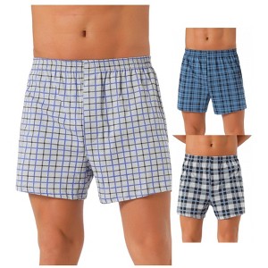 INSPIRE CHIC Men's 3 Pack Classic Elastic Waistband Plaid Printing Boxer Shorts - 1 of 4