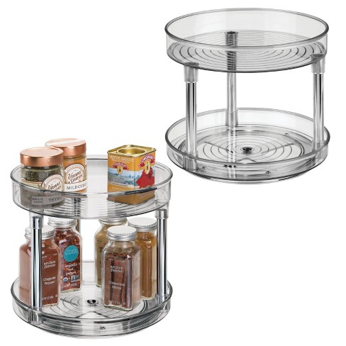 Mdesign Plastic Kitchen Tiered Canned Food Storage Shelves - Clear
