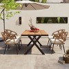 5-Piece Patio Dining Set, PE Rattan Woven Backrest Chairs with Plastic Wood Top Table, Chair with Iron Frame and Foam Cushions–Cuddlewood - 2 of 4