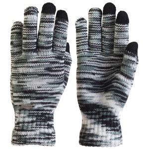 TrailHeads Women's Space Dye Touch Screen Knit Gloves - Black and White - 1 of 4