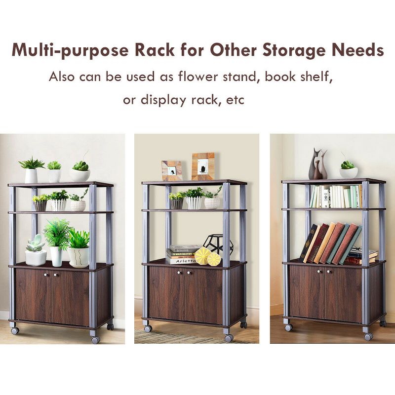 Costway Bakers Rack Microwave Oven Rack Shelves Kitchen Storage Organizer Metal White, 4 of 9