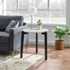 FONTOI 24" Coffee Table with Imitation Marble Tabletop, Compact Side Table with 3 Legs for Living Room, Office, Home, White+Black, 24"*24"*24" - 2 of 4