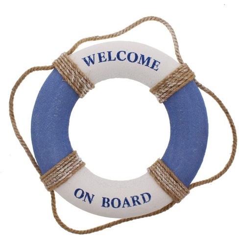Life Preserver Ring Decoration Wall Hanging Wood Nautical Decor Welcome On Bord