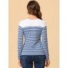 INSPIRE CHIC Women's Color Block Round Neck Long Sleeves Striped Basic T-Shirt - 4 of 4