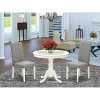 Round Dining Table Set 36 Inch - 3Pc Table & Chairs - Linen White Legs - Dark Shitake Fabric - 2 of 4