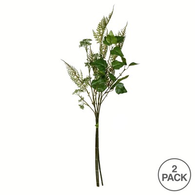 26" Cream Green Mixed Greenery Arrangement - Unlit Outdoor PVC Bundle