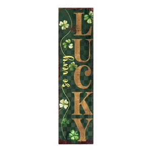 HomeRoots 36" Green And Gold Solid Wood Solid Wood So Very Lucky Porch Sign - 1 of 4
