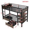 JANSNO Black Metal Bunk Bed with Built-in Storage Shelves, Light Strip & USB Power Strip - 4 of 4