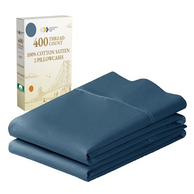 400 Thread Count Pillowcases, 100% Cotton Sateen, Soft & Cooling by California Design Den