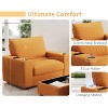 Oversized Accent Chair Upholstered Chaise Lounge with Storage Ottoman, Cup Holders & USB Port, Single Sleeper Sofa Bed Reading Couch - ModernLuxe - 3 of 4