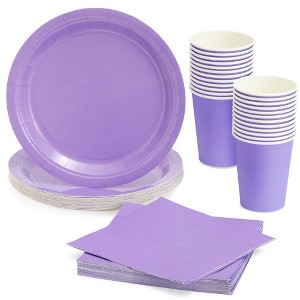 Serves 24 Party Supplies, 72PCS Plates Napkins Cups, Favors Decorations Disposable Paper Tableware Dinnerware Kit Set - 1 of 4