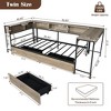 QingMoon Twin Size Corner Bed Frame with Desk and Storage, U-Shaped Platform Bed with Charging Station, Reversible Left or Right for Bedroom - 4 of 4