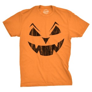Mens Eyebrows Earl Pumpkin T Shirt Funny Halloween Jack O Lantern Evil Smile Tee For Guys - Crazy Dog Men's T Shirt - 1 of 4