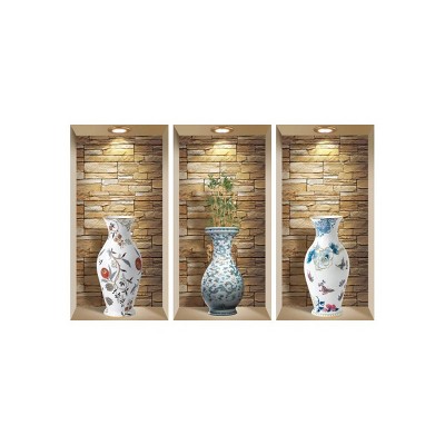 HomeRoots Set of Three Lea Faux Niche 3D Peel and Stick Wall Decals