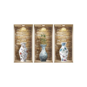 HomeRoots Set of Three Lea Faux Niche 3D Peel and Stick Wall Decals - 1 of 4