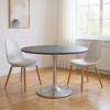 HomeRoots 48" Gray and Silver Marble and Aluminum Pedestal Base Round Top Dining Table - 2 of 4