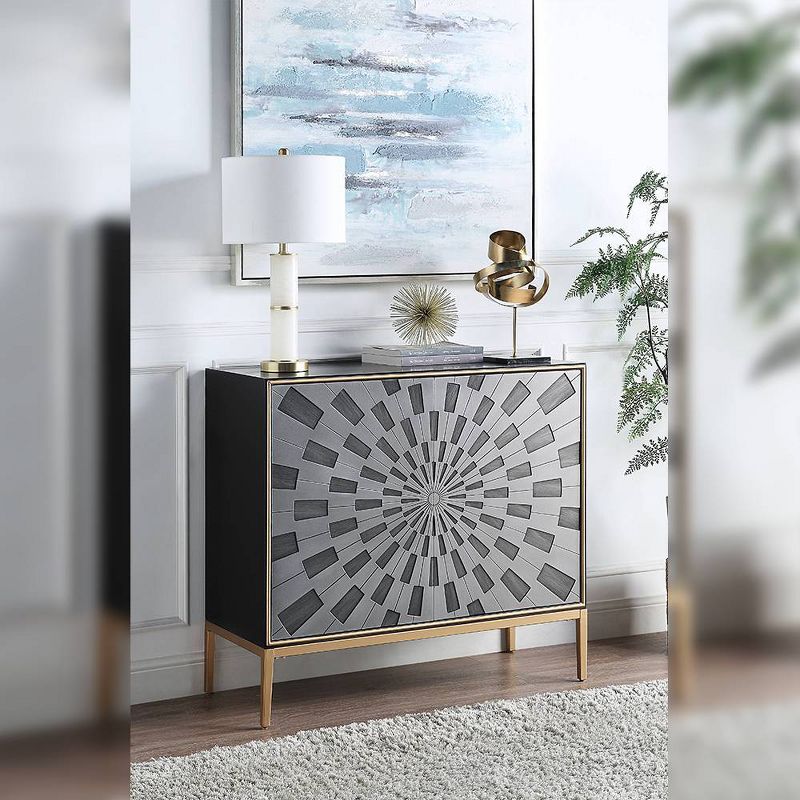 39&#34; Quilla Accent Table Black, Gray and Brass Finish - Acme Furniture, 1 of 10