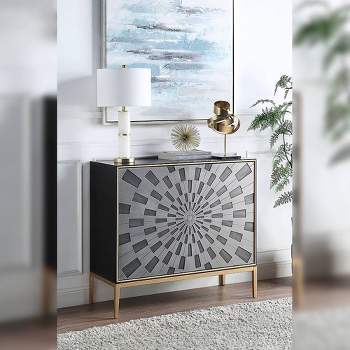 39" Quilla Accent Table Black, Gray and Brass Finish - Acme Furniture