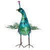 Alpine Corporation Jumbo Size Blue Majestic Tail Down Peacock Décor: 53"L Iron Garden Statue - 4 of 4
