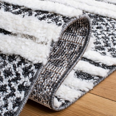 Braided Black Diamond Shag Synthetic Area Rug 5'3" x 7'6"