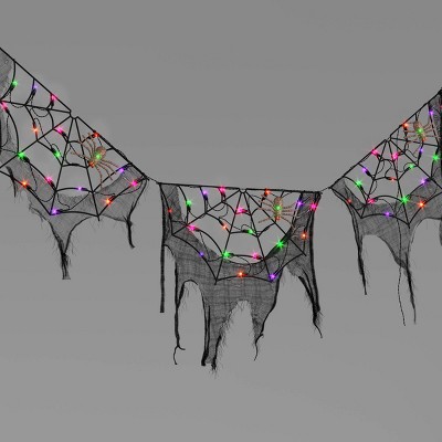 70" LED Lit Spider Webs with Gauze Halloween Novelty Silhouette Lights - Hyde and EEK! Boutique™
