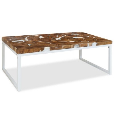 vidaXL Coffee Table End Table Side Table Living Room Furniture Teak Resin - White 43.3"