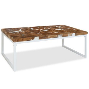 vidaXL Coffee Table End Table Side Table Living Room Furniture Teak Resin - White 43.3" - 1 of 4