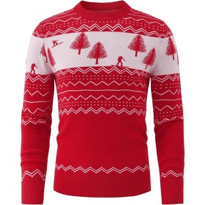 Mens Pullover Sweater Crew Neck Snowboard Pattern Christmas Sweater for Holiday Season Everyday Sweater - 1 of 4