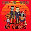 Women's Design By Humans Chillin with my creeps 80's style halloween characters By MerchHQ Racerback Tank Top - 2 of 3