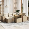 vidaXL Patio Sofa Set with Cushions Outdoor Furniture 7 Piece Poly Rattan - Beige and Cream Without Storage - 2 of 4