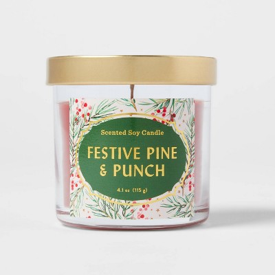 4.1oz Core Lidded Glass Jar Candle Festive Pine and Punch - Opalhouse™